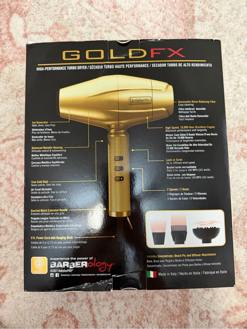 BaByliss GOLD FX Metallic Gold Hair Dryer